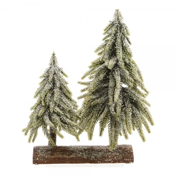 Set de dos mini arboles en base de madera 28x16x28cm