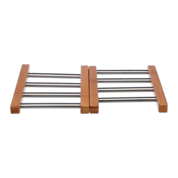 Salvamantel extensible de bambu e inoxidable 35,2 x 22,2 x 2 cm
