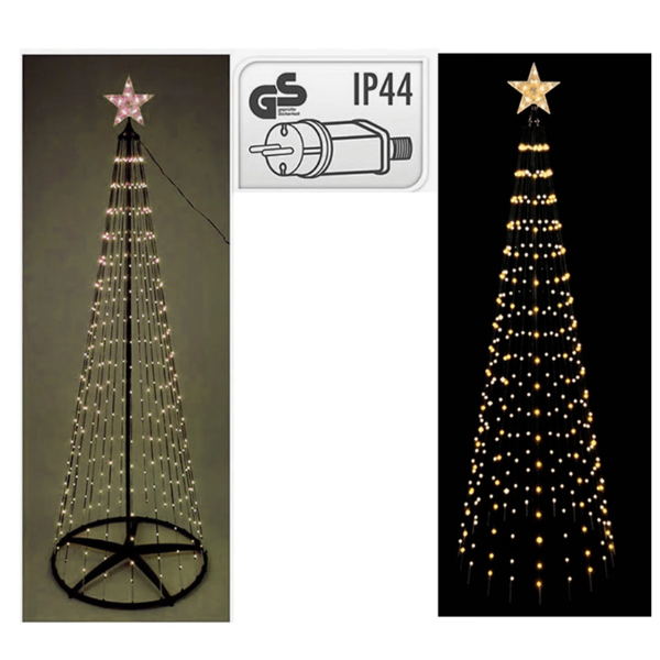 árbol de navidad con estrella, 550 led luz cálida, uso exterior, ø90 x 300 cm